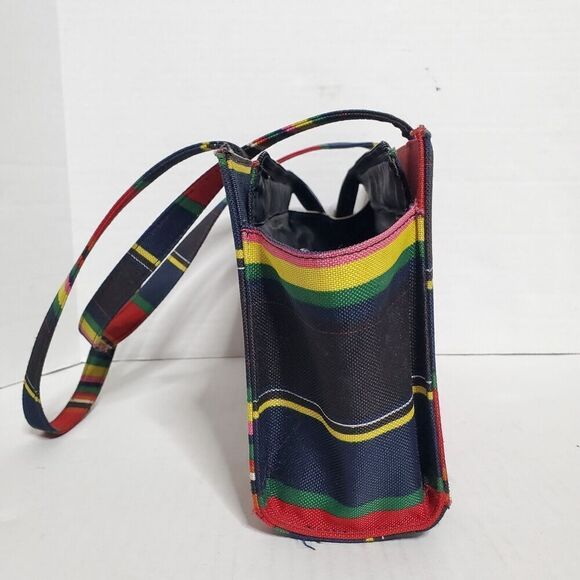 Vintage Festival Striped Shoulder Handbag Purse Electric Rainbow - Picture 6 of 13